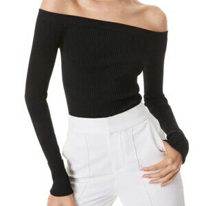 ALICE + OLIVIA Jeanne Off Shoulder Rib Crop Top Size S